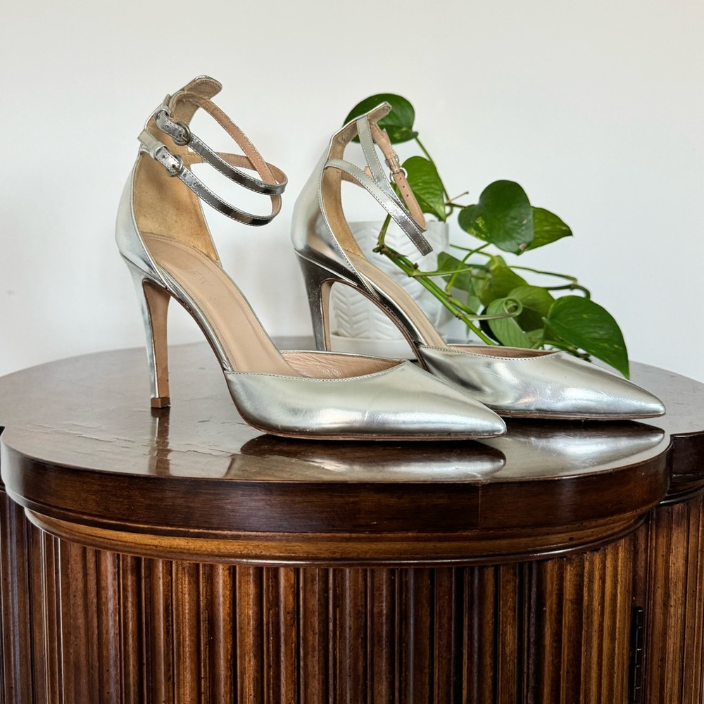 J.Crew Strappy Mirror Metallic Stilettos